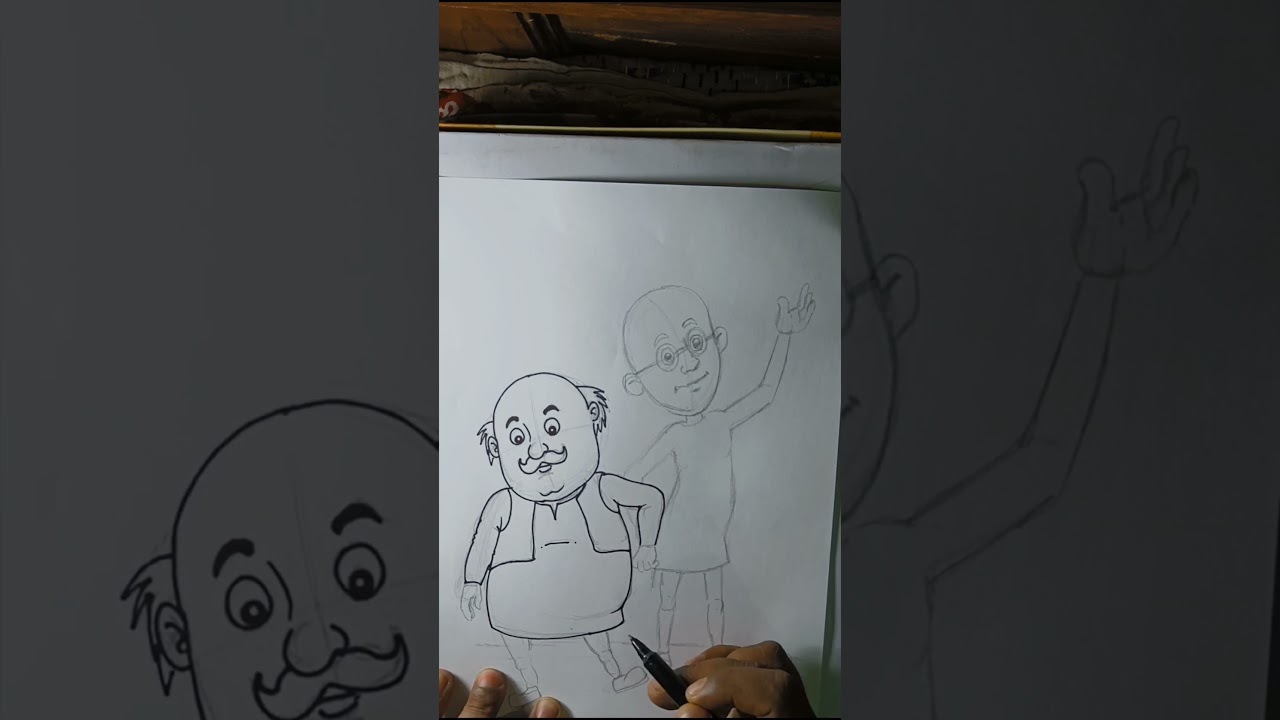 Motu Patlu, Summer Vacations Drawing Easy drawing for kids #motupatlu#cartoon #kids#doodle#doodleart