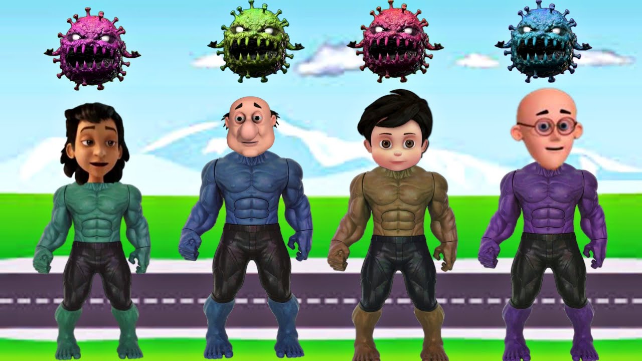 Tabek Gambur, Motu Patlu cartoon, Mowgli || Spiderman Avengers, Vir the Robot boy  superhero Hulk