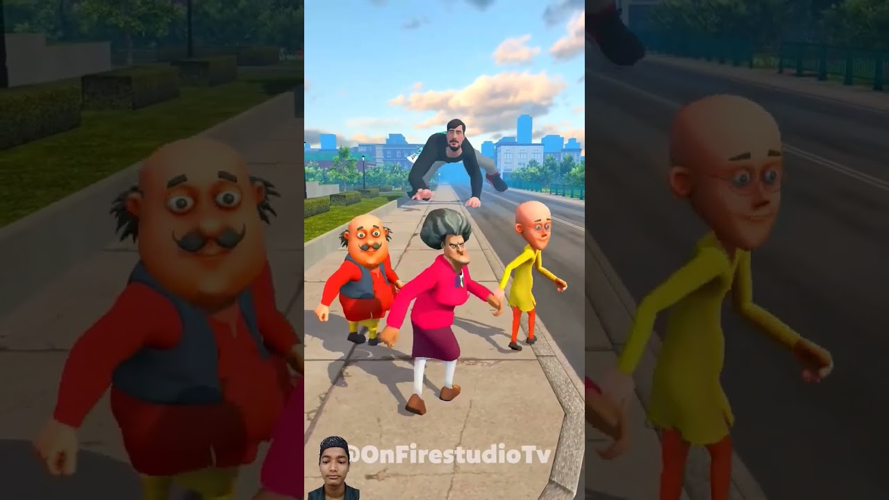 OHIO Motu Patlu Hit a Street light with Scary Teacher 3D #ytshorts #viral