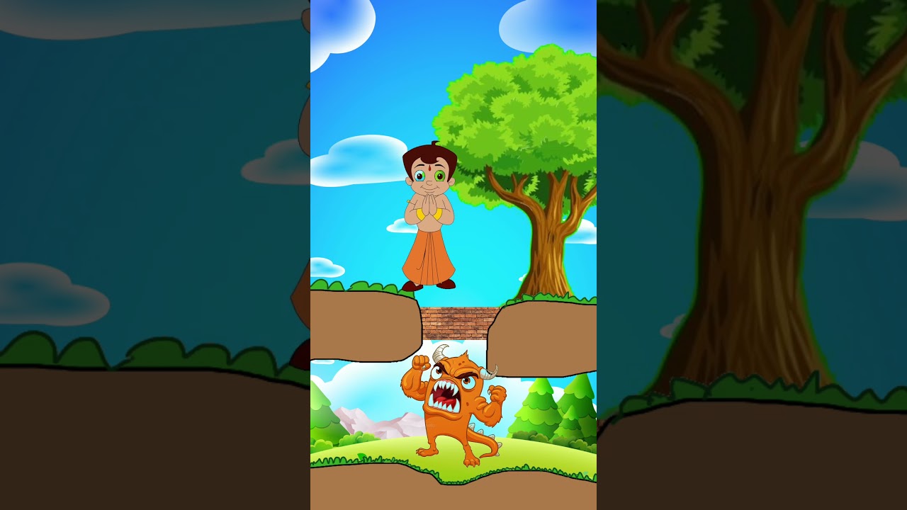 motu and chota bheem and chutki meet a monster 👹 #shortfeed #cartoon #viral#cartoons