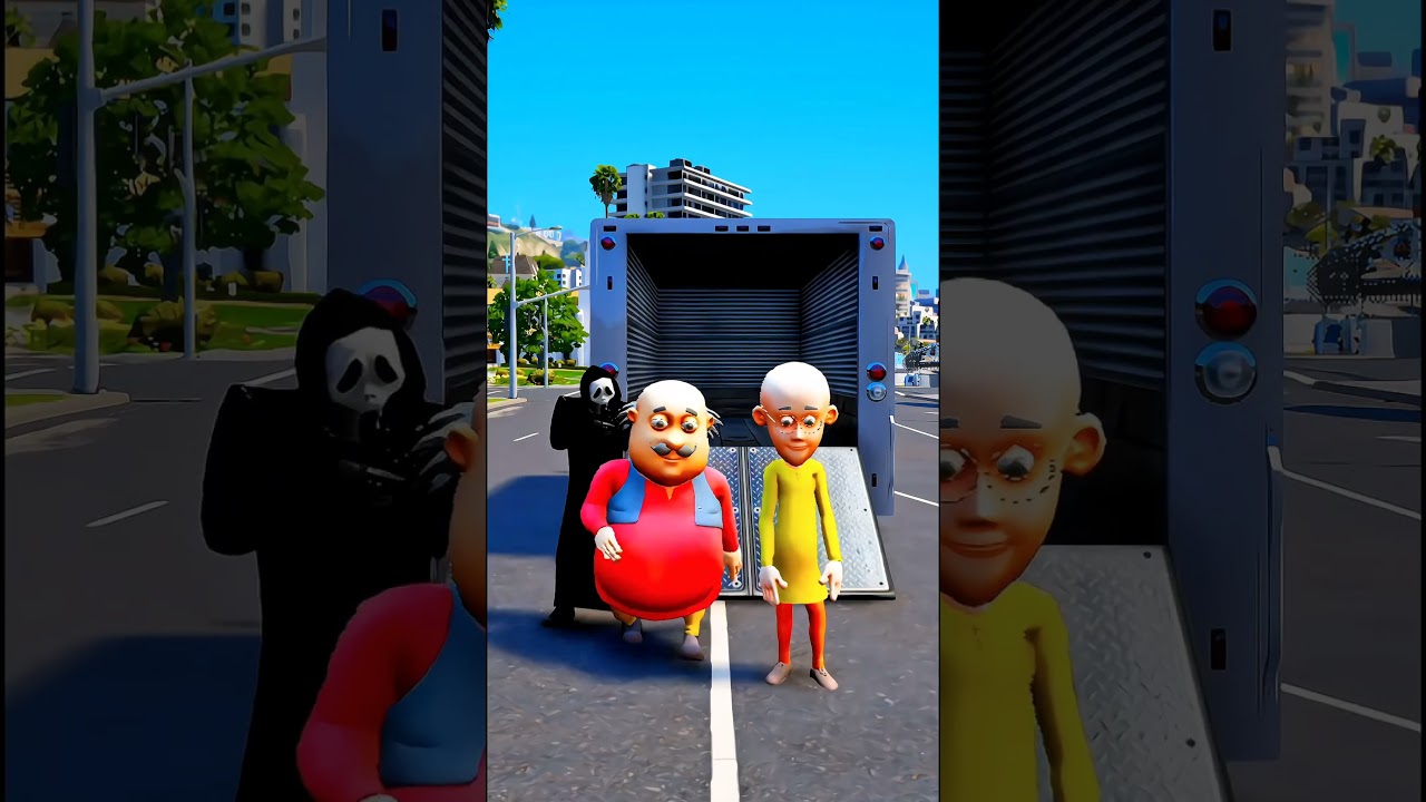 GTA V : BABY SAVING MOTU PATLU FROM GHOST 👻#shorts  #gta #gta5carstealingmission #indiancartoon